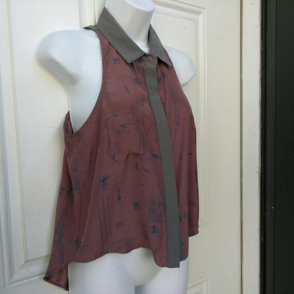 In God We Trust 100% Silk Cat Sleeveless Blouse - Picture 2 of 4